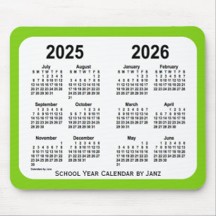 Mousepad 2025-2026 calendário da escola do verde amarelo