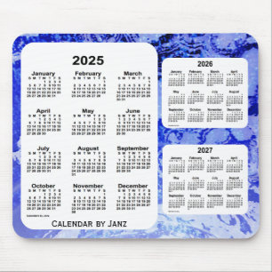Mousepad 2025-2027 galáxia azul calendário de 3 anos por