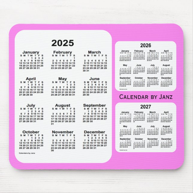 Mousepad 2025-2027 Violet 3 Year Calendar de Janz (Frente)