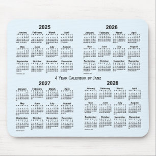 Mousepad 2025-2028 Alice Blue 4 Year Calendar (Calendário d