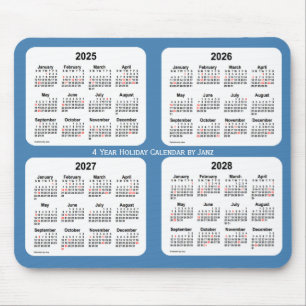 Mousepad 2025-2028 calendário do feriado do azul de aço p