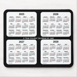 Mousepad 2025-2028 calendário preto e branco do feriado po