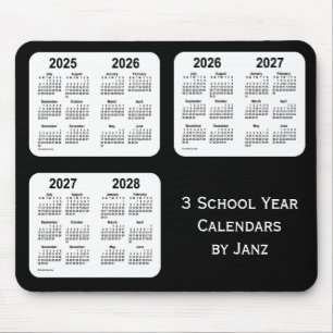 Mousepad 2025-2028 calendários de néon pretos do ano