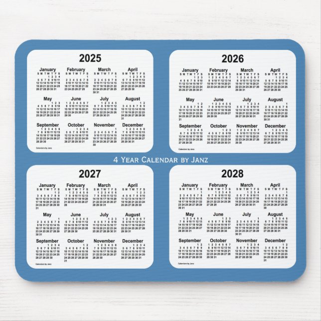 Mousepad 2025-2028 Steel Blue Calendário de 4 anos de Janz (Frente)