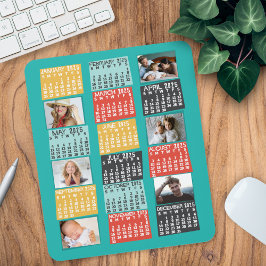 Mousepad 2025 Ano Calendário Mensal Colagem de Fotos Modern