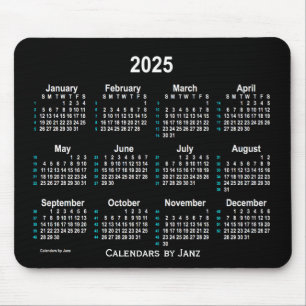Mousepad 2025 Neon White 52 Weeks Calendário de Janz