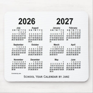 Mousepad 2026-2027 calendário branco da escola por Janz