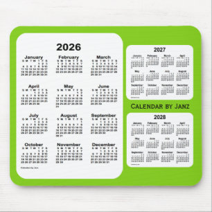Mousepad 2026-2028 verde amarelo calendário de 3 anos por