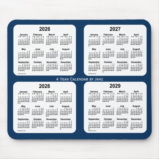 Mousepad 2026-2029 Caixa de Polícia Calendário Azul de 4 An (Frente)