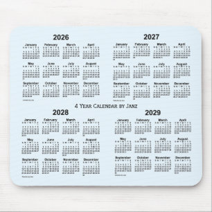 Mousepad 2026-2029 Calendário de 4 anos Alice Blue de Janz