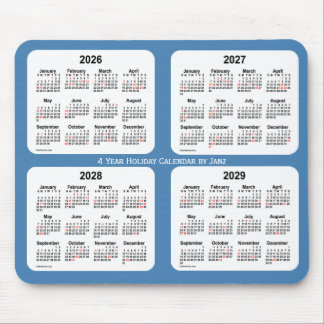 Mousepad 2026-2029 Calendário de Férias Azuis do Aço por Ja