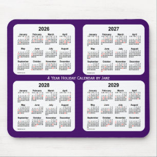 Mousepad 2026-2029 Calendário de Férias Roxas de Janz