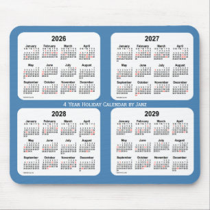 Mousepad 2026-2029 calendário do feriado do azul de aço p