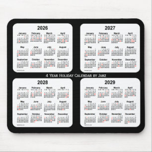 Mousepad 2026-2029 calendário preto e branco do feriado po