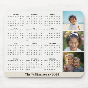 Mousepad 2026 Colagem de Fotos Calendário Familiar Mouse Pa
