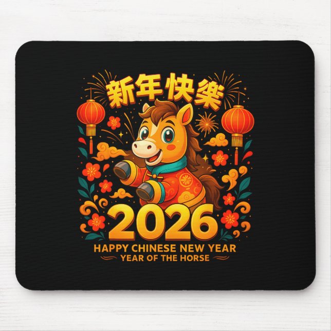 Mousepad 2026 Cute Horse Lunar New Year Chinese Zodiac Art  (Frente)
