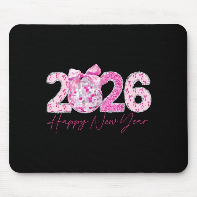 Mousepad 2026 Happy New Year Bow Patch Disco Ball  (Frente)