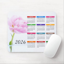 Mousepad 2026 Linda Penitência Rosa | Calendário Floral