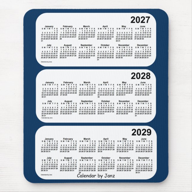 Mousepad 2027-2029 azul da caixa de polícia calendário de 3 (Frente)