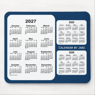 Mousepad 2027-2029 Caixa de Polícia Calendário Azul de 3 An