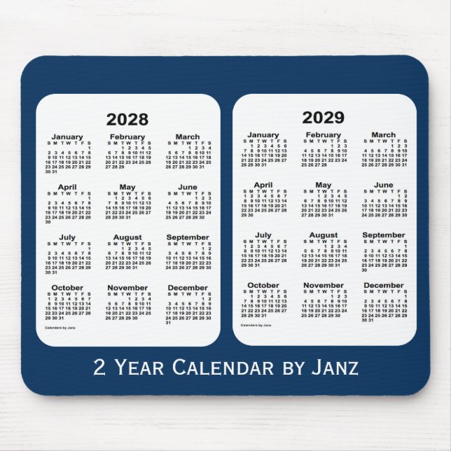 Mousepad 2028-2029 Caixa de Polícia Calendário Azul de 2 An (Frente)