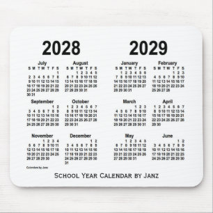 Mousepad 2028-2029 calendário branco da escola por Janz