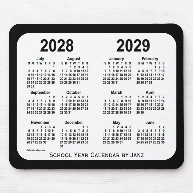 Mousepad 2028-2029 Calendário das Escolas Negra e Branca de (Frente)
