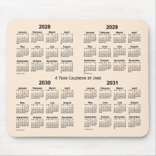 Mousepad 2028-2031 Calendário branco antigo de 4 anos por J