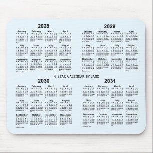 Mousepad 2028-2031 Calendário de 4 anos Alice Blue de Janz