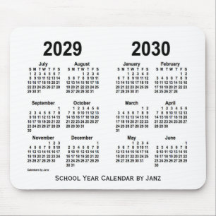 Mousepad 2029-2030 calendário branco da escola por Janz