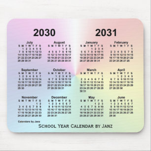 Mousepad 2030-2031 Calendário da Escola de Nuvem do Arco-Ír