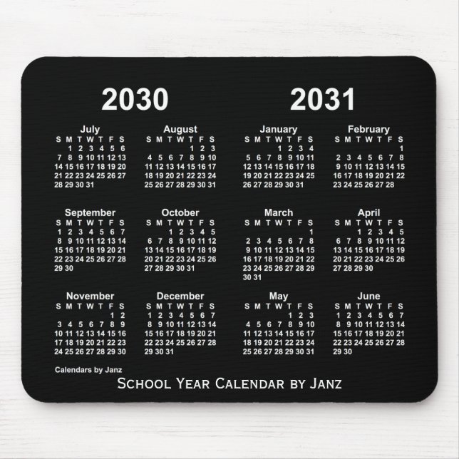 Mousepad 2030-2031 Calendário do Ano Neon nas Escolas (Frente)