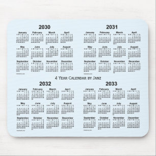 Mousepad 2030-2033 Calendário de 4 anos Alice Blue de Janz
