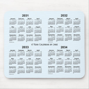 Mousepad 2031-2034 Calendário de 4 anos Alice Blue de Janz