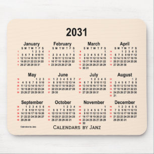 Mousepad 2031 Calendário de 52 Semanas Anticorcas Brancas