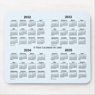 Mousepad 2032-2035 Alice Blue 4 Year Calendar (Calendário A