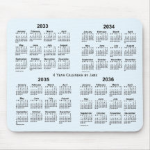 2033-2036 Alice Blue 4 Year Calendar (Calendário A