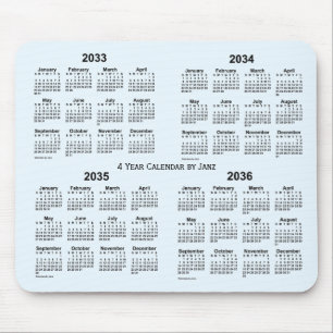 Mousepad 2033-2036 Alice Blue 4 Year Calendar (Calendário A