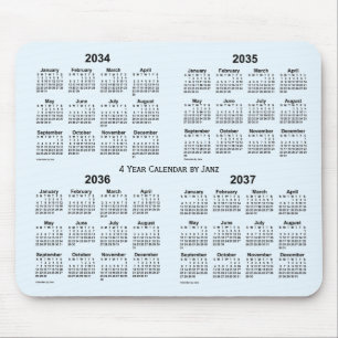 Mousepad 2034-2037 Calendário de 4 anos Alice Blue de Janz