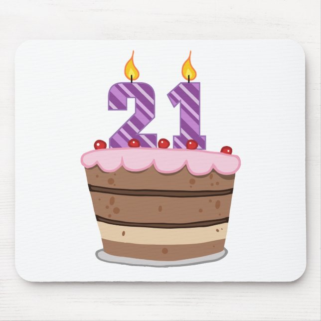 Mousepad 21 anos de idade no Bolo de Aniversário (Frente)