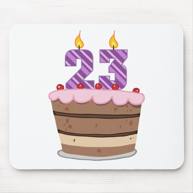 Mousepad 23 anos de idade no Bolo de Aniversário (Frente)