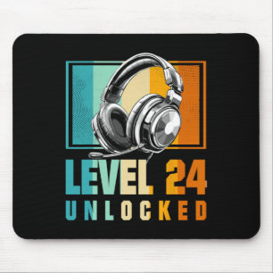 Mousepad 24.º Aniversário Jogo Jogador de Vídeo Nível 24 De