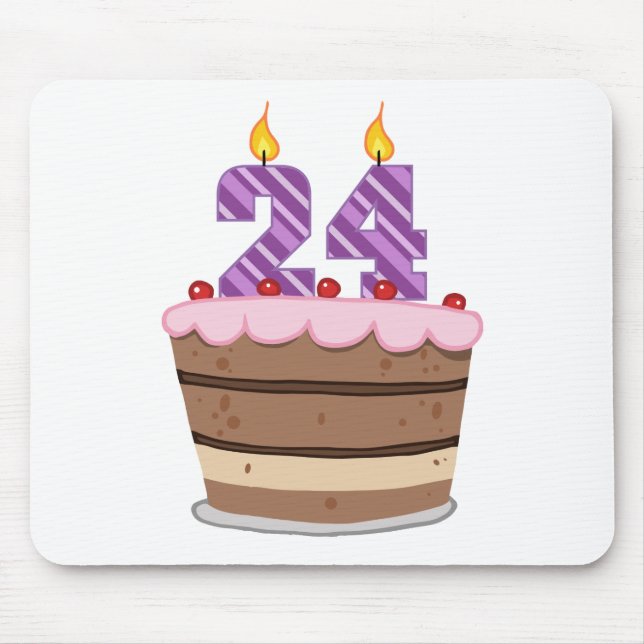 Mousepad 24 anos de idade no Bolo de Aniversário (Frente)