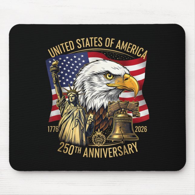 Mousepad 250 Years 1776-2026 250th Birthday Eagle Liberty B (Frente)