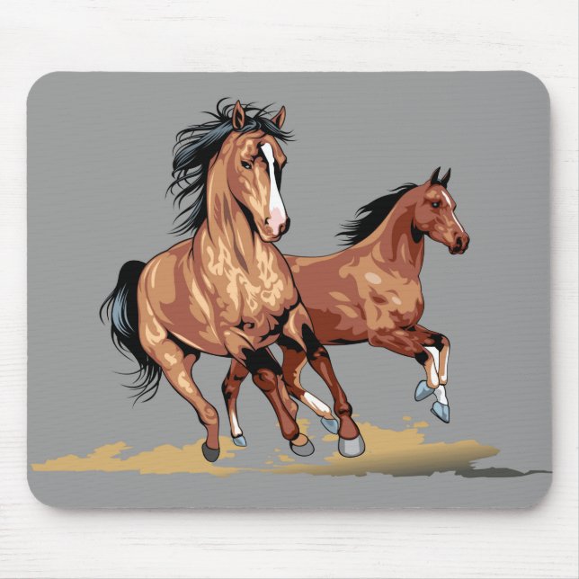 Mousepad 2 Belos Cavalos Executando Mato do Rato (Frente)