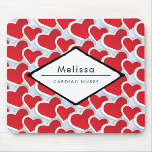 Mousepad 2 Enfermeiro Cadiac Corações Vermelhos Repetindo