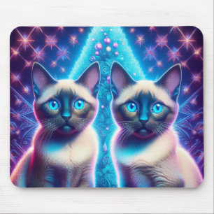 Mousepad 2 Gatinhos Siameses Colocados Na Árvore De Natal