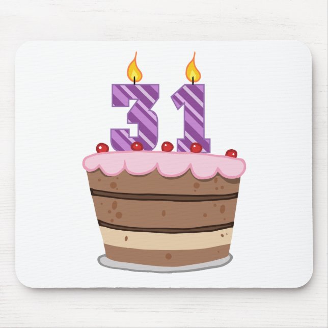 Mousepad 31 anos de idade no Bolo de Aniversário (Frente)