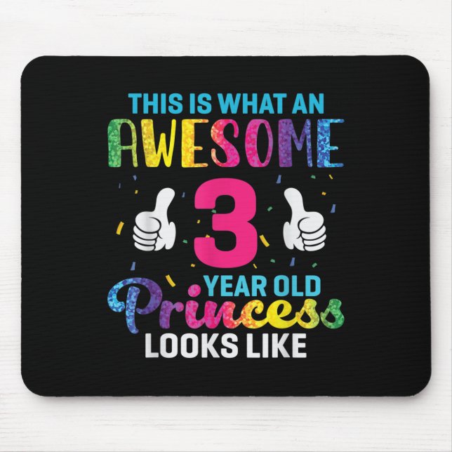 Mousepad 3 Anos Princesa Aniversário Cotação 3º Dia B Crian (Frente)