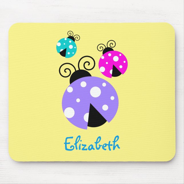 Mousepad 3 Damybugs em Rosa Púrpura e Azul Personalizados (Frente)